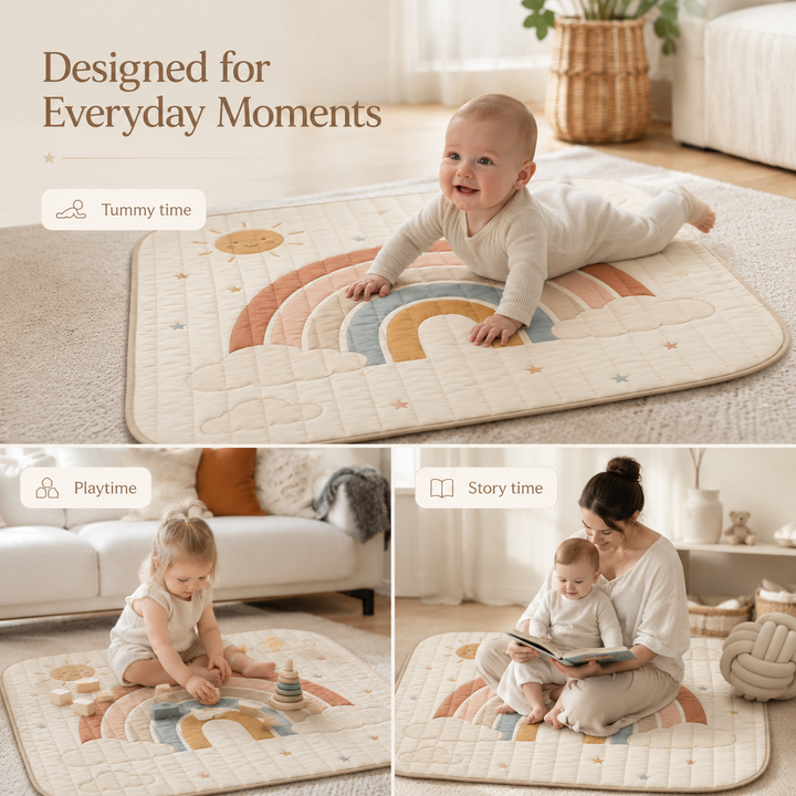 Konssy Baby Play Mat 50 x 50 in, Soft Quilted Tummy Time Mat