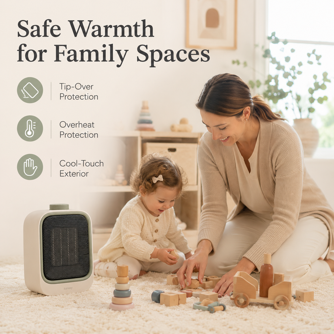 Konssy Portable Space Heater, PTC Ceramic Electric Heater with Thermostat