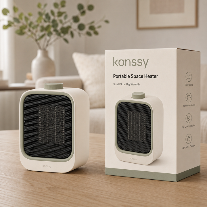 Konssy Portable Space Heater, PTC Ceramic Electric Heater with Thermostat