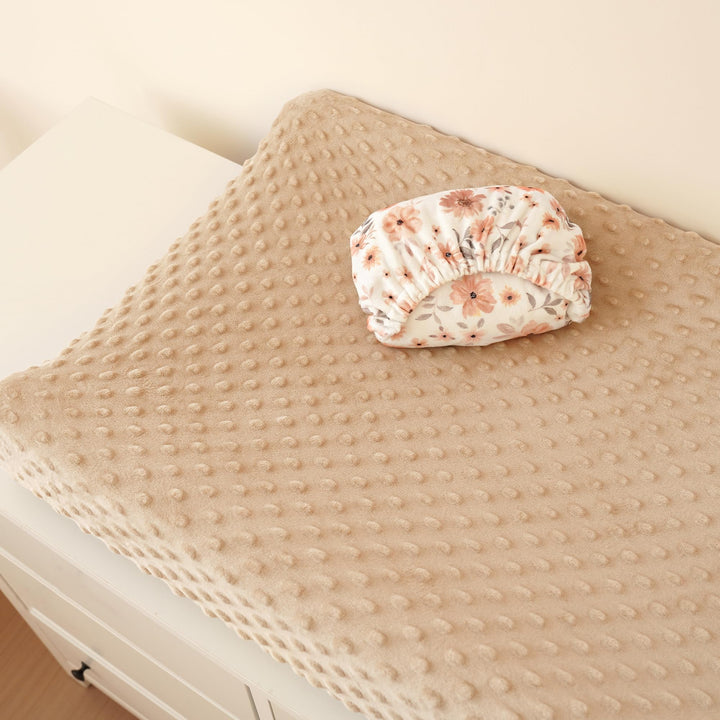 Konssy Minky Changing Pad Cover 2 Pack, Soft Minky Dots Plush Diaper Changing Table Cover Set