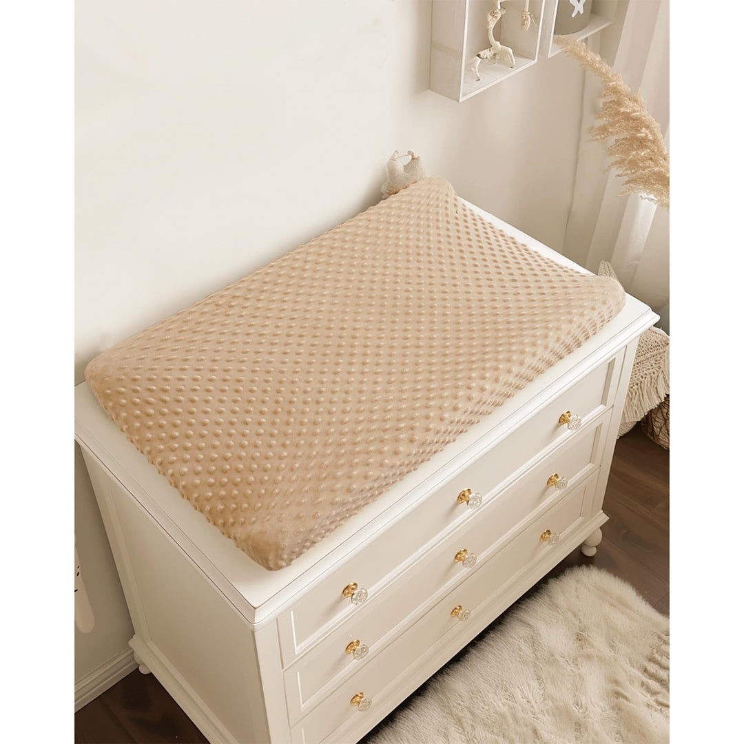 Konssy Minky Changing Pad Cover 2 Pack, Soft Minky Dots Plush Diaper Changing Table Cover Set