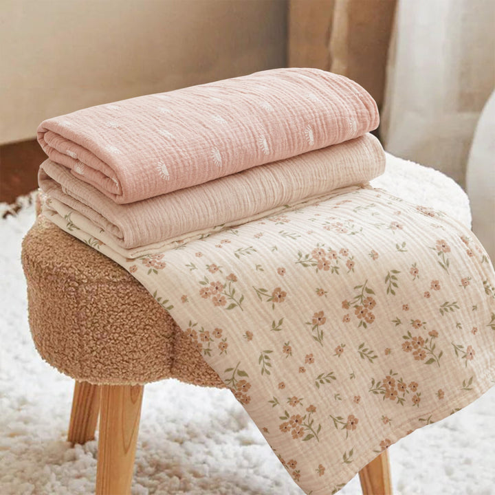 Konssy Muslin Swaddle Blankets for Baby Girls Boys, 3 Pack Receiving Blanket Large 47 x 47 inches