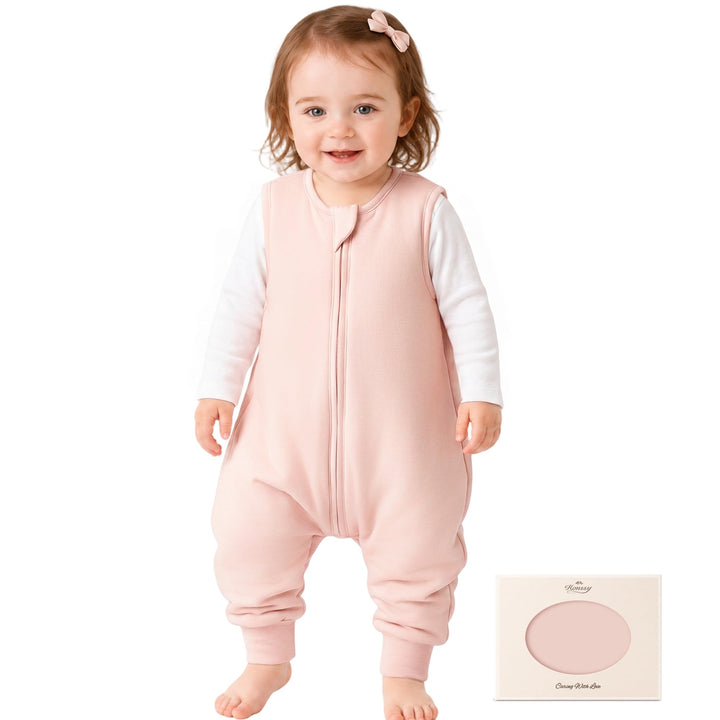 Konssy Toddler Sleep Sack with Legs, Rayon Made from Bamboo 1.0 TOG Quilted Wearable Blanket, 2-Way Zipper, Machine Washable