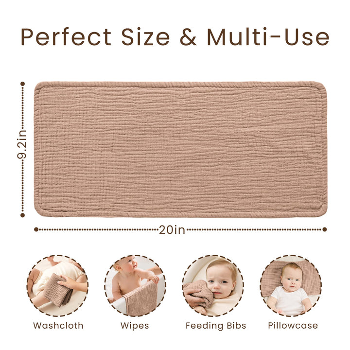 Konssy Muslin Baby Burp Cloths Sets for Unisex- 7 Pack Soft 100% Cotton Burping Clothes for Newborn，Baby Girls and Boys