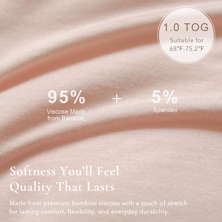 Konssy Toddler Sleep Sack with Legs, Rayon Made from Bamboo 1.0 TOG Quilted Wearable Blanket, 2-Way Zipper, Machine Washable
