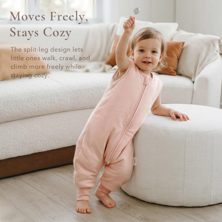 Konssy Toddler Sleep Sack with Legs, Rayon Made from Bamboo 1.0 TOG Quilted Wearable Blanket, 2-Way Zipper, Machine Washable