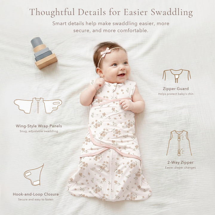 Konssy Rayon Made from Bamboo Newborn Baby Sleep Sack 2 Pack, 3-Way Swaddle Sack with Removable Adjustable