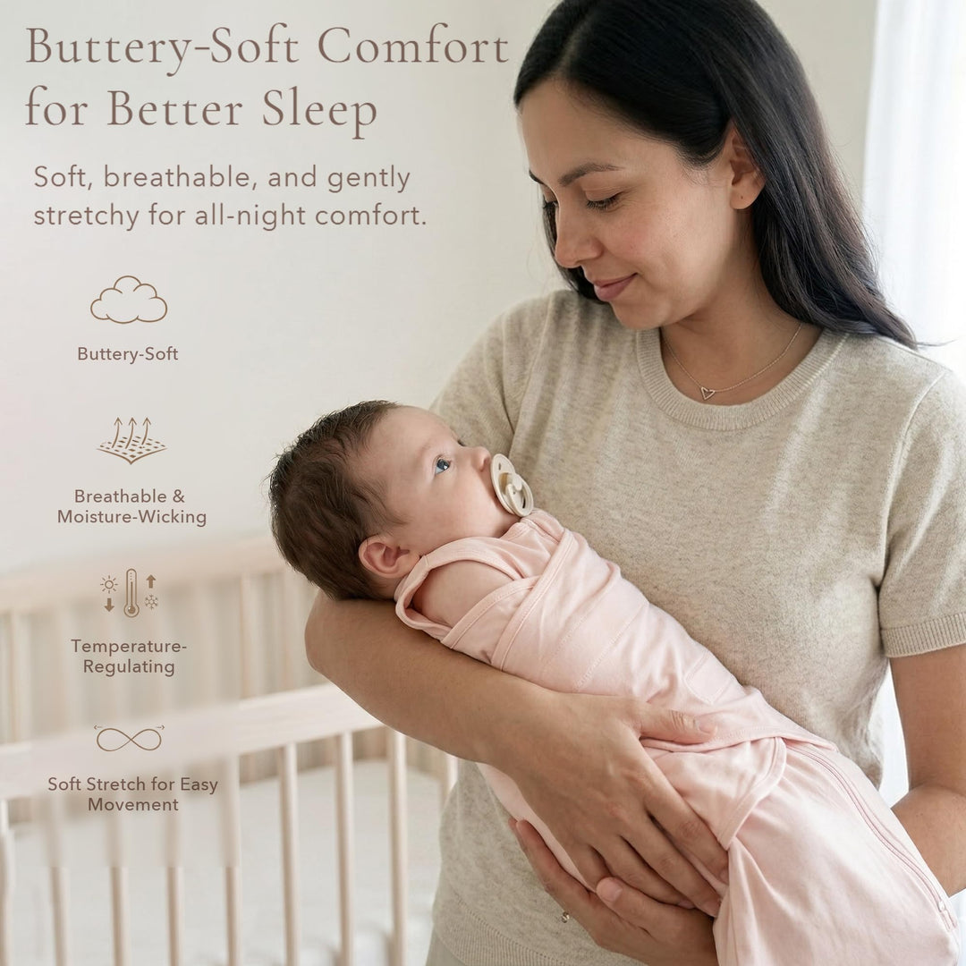 Konssy Rayon Made from Bamboo Newborn Baby Sleep Sack 2 Pack, 3-Way Swaddle Sack with Removable Adjustable