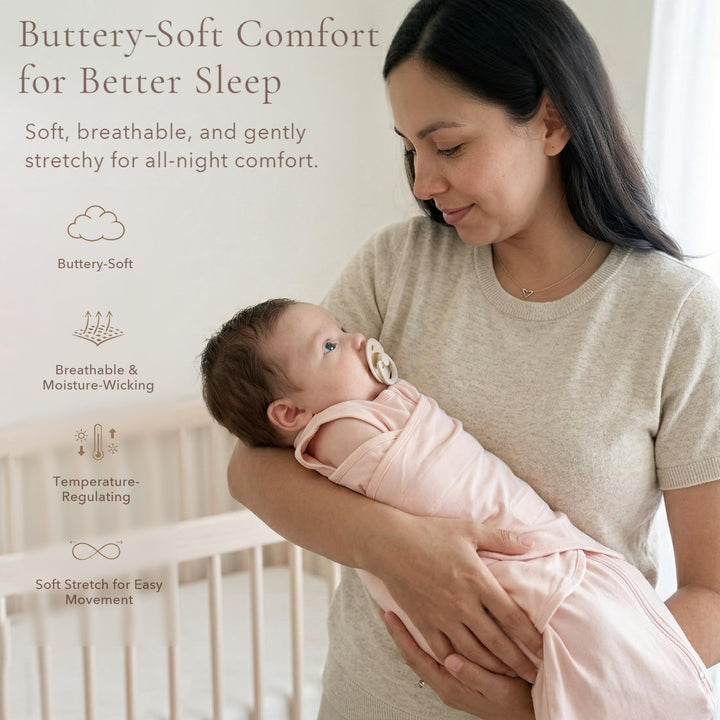Konssy Rayon Made from Bamboo Newborn Baby Sleep Sack 2 Pack, 3-Way Swaddle Sack with Removable Adjustable