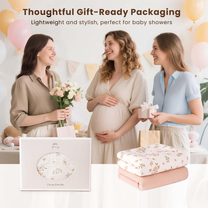 Konssy 2 Pack Waterproof Muslin Cotton Portable Changing Pad 30"x 17", Soft & Foldable Baby Changing Mat Travel Pad with Terry Backing, Shower Gift for Newborn Girls Boys