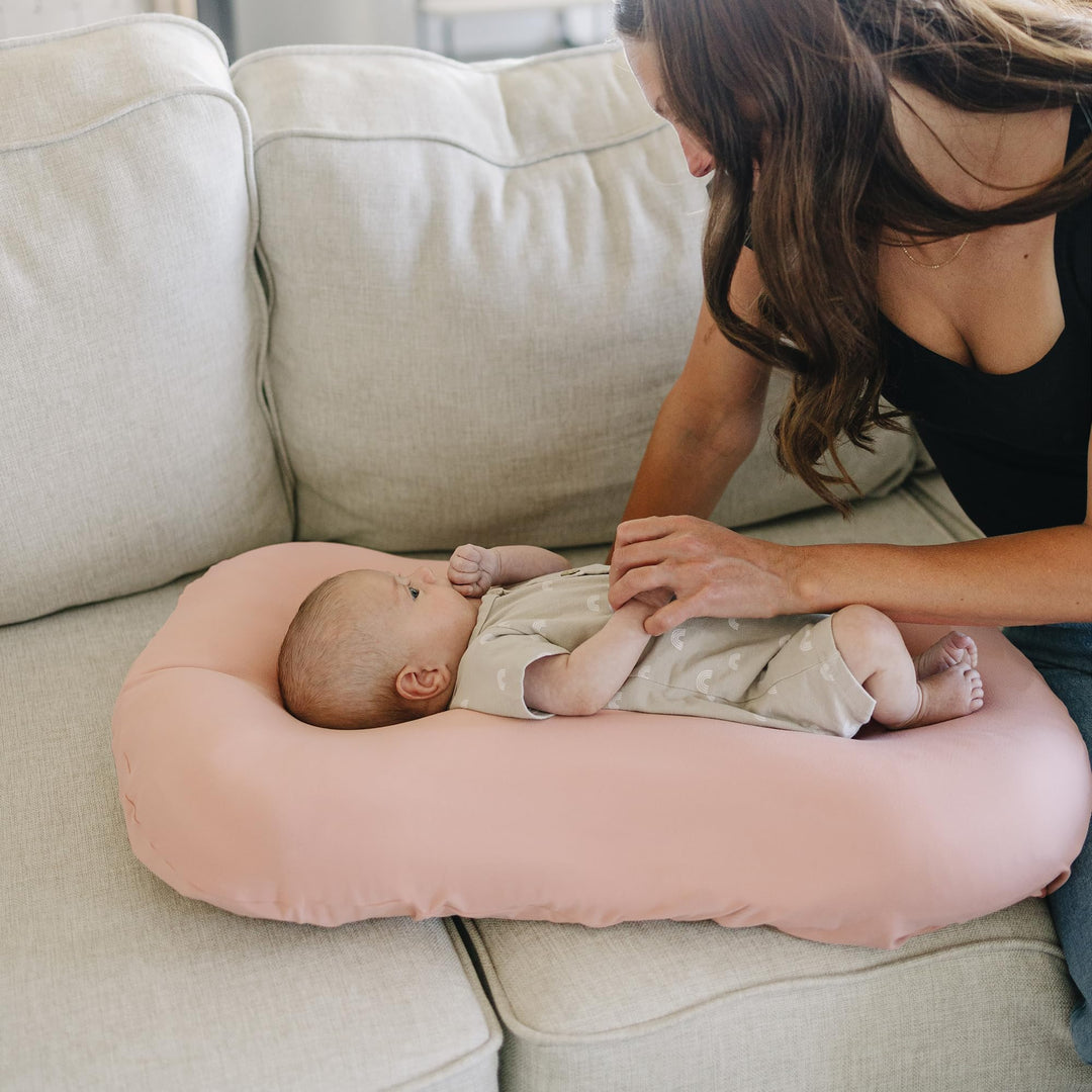 Konssy 2 Pack Baby Lounger Cover, Stretchy and Soft Newborn Lounger Cover, Infant Lounger Slipcover for Boys Girls, Covers Only (Pink Spring,Pink)