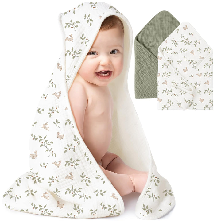 Muslin Hooded Baby Towels 2 Pack