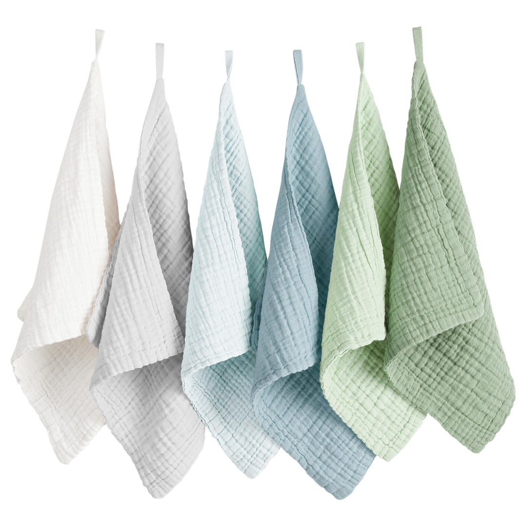 Konssy 6 Pack Baby Muslin Washcloths for Unisex 100% Cotton