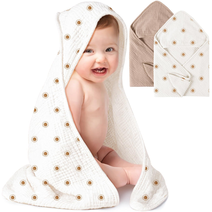 Muslin Hooded Baby Towels 2 Pack