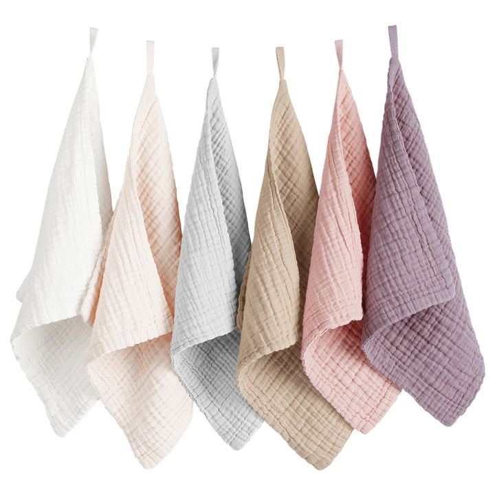 Konssy 6 Pack Baby Muslin Washcloths for Unisex 100% Cotton