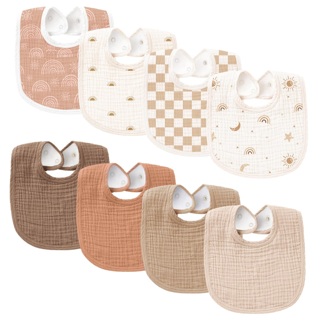 Baby Cotton Bibs 8 Pack