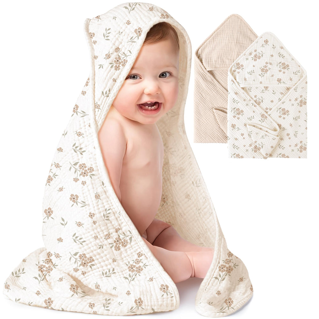 Muslin Hooded Baby Towels 2 Pack