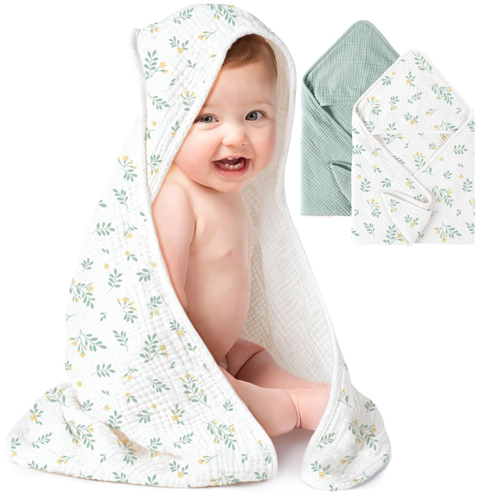 Muslin Hooded Baby Towels 2 Pack