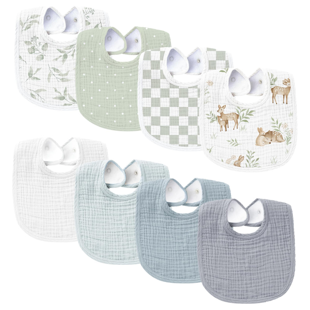 Baby Cotton Bibs 8 Pack
