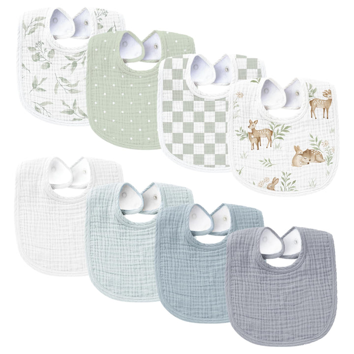 Baby Cotton Bibs 8 Pack