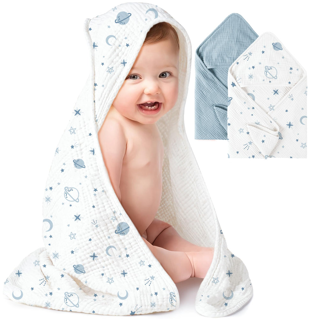 Muslin Hooded Baby Towels 2 Pack