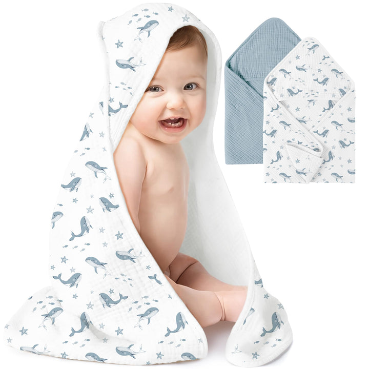 Muslin Hooded Baby Towels 2 Pack