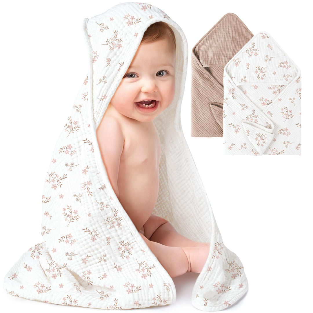 Muslin Hooded Baby Towels 2 Pack