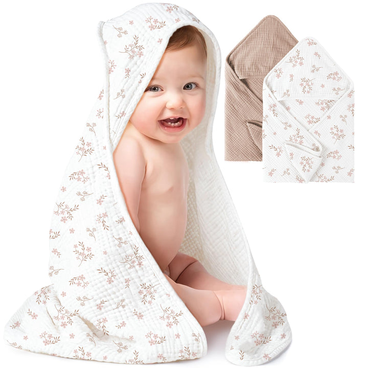 Muslin Hooded Baby Towels 2 Pack