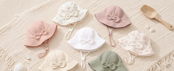 Konssy 2-Pack Muslin Baby Sun Hats for Girls with Bows, UPF 50+ - product details 7
