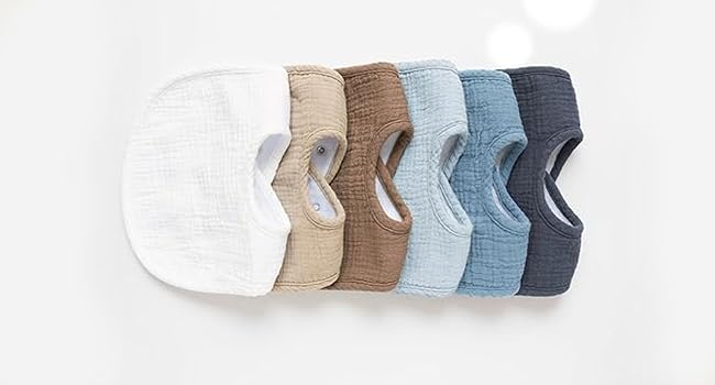 Konssy 6-Pack Muslin Cotton Baby Bibs for Drooling and Teething - product details 4