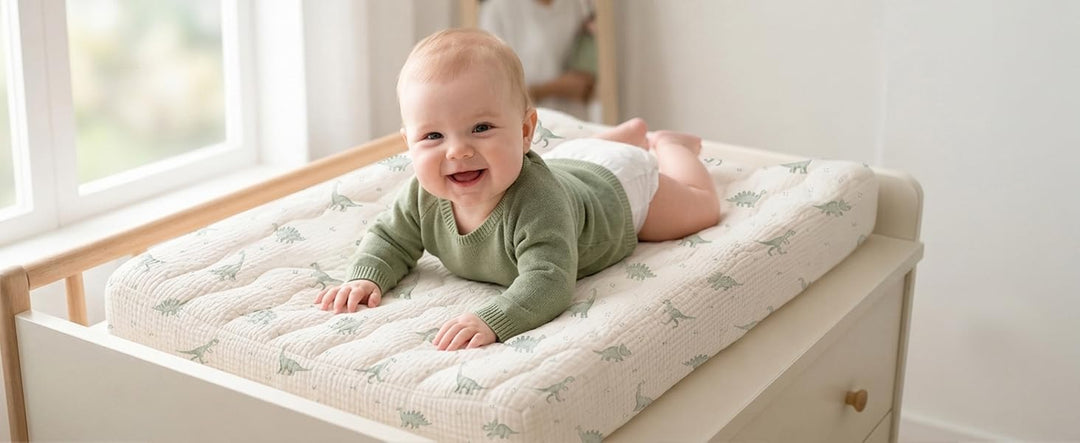 Konssy 2 Pack Quilted Muslin Changing Pad Cover, Waterproof Layer 32" x 16" - product details 10