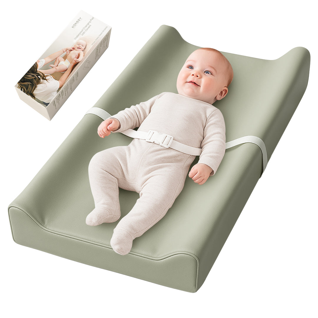 Konssy Vegan Leather Changing Pad with Waterproof Lining Foam