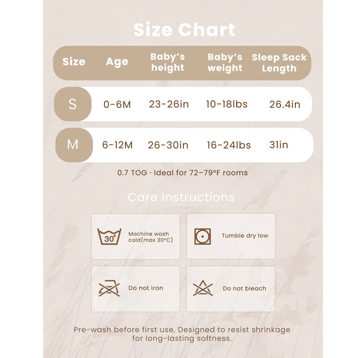 KONSSY 2-Pack Baby Sleep Sack 0.7 TOG, 100% Muslin Cotton Wearable Blanket for Babies 0–12 Months