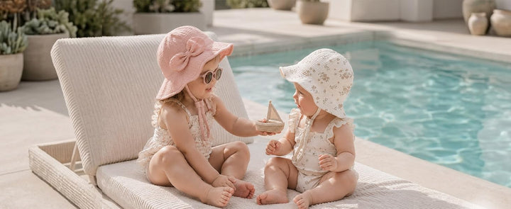 Konssy 2-Pack Muslin Baby Sun Hats for Girls with Bows, UPF 50+ - product details 3