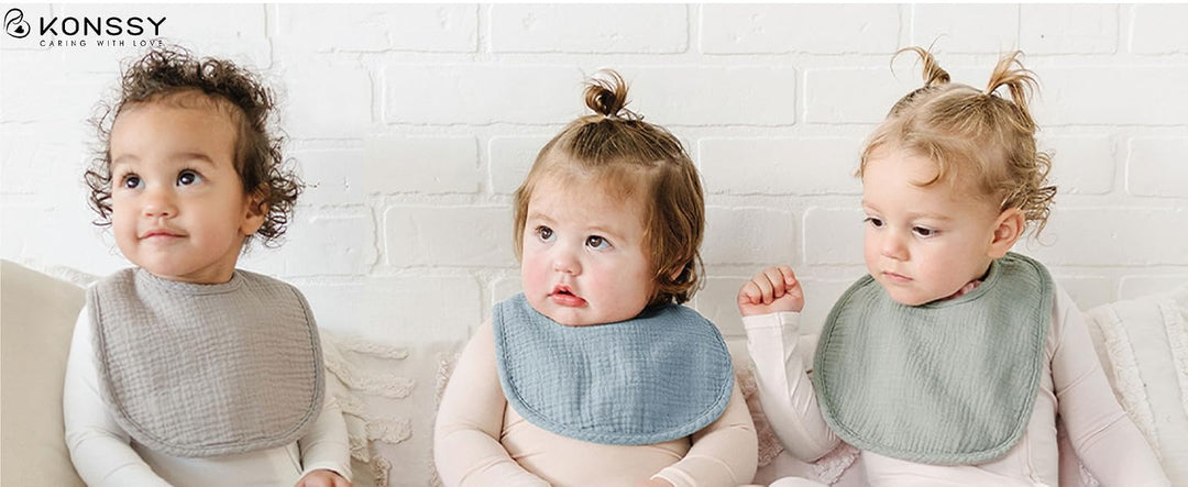 Konssy 6-Pack Muslin Cotton Baby Bibs for Drooling and Teething - product details 1