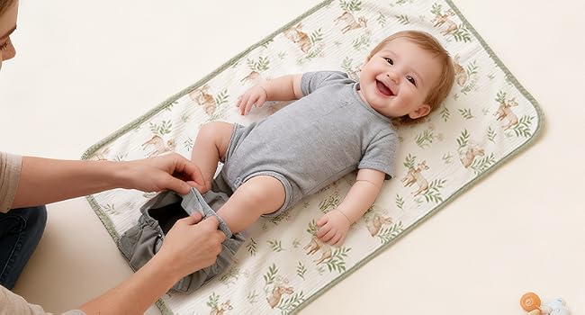 Konssy 2 Pack Waterproof Muslin Portable Changing Pad, Diaper Changing Mat - product details 7