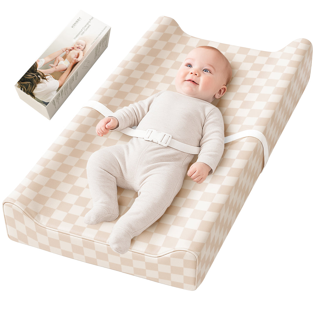 Konssy Vegan Leather Changing Pad with Waterproof Lining Foam