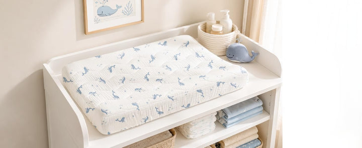 Konssy 2 Pack Quilted Muslin Changing Pad Cover, Waterproof Layer 32" x 16" - product details 9