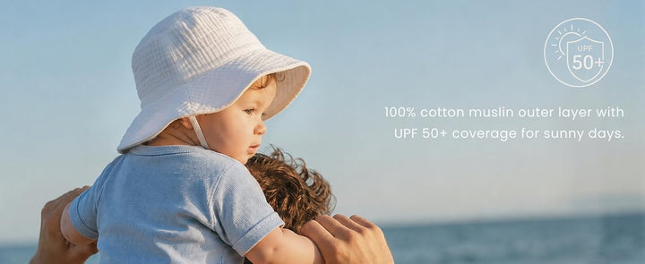 Konssy Muslin Baby Boy Sun Hat 2-Pack, Infant Sun Hat with Wide Brim, UPF 50+ Baby Beach Hat for 0-6 Months - product details 2