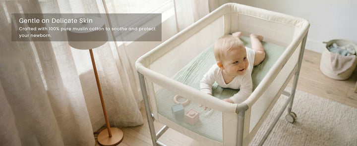 Konssy Muslin Bassinet Sheets for Baby Boys and Girls, 2 Pack, 33"x21" - product details 5