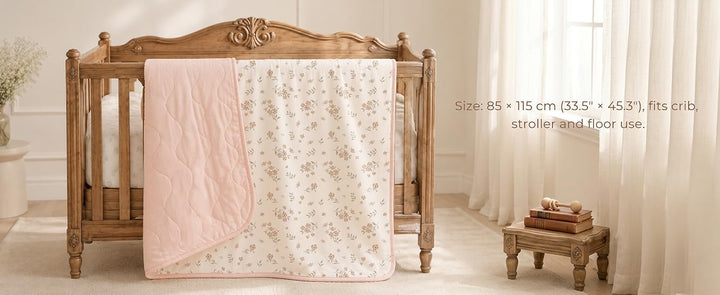 Konssy Floral & Quilted Baby Blanket for Girls, 33.5 x 45 in - product details 4