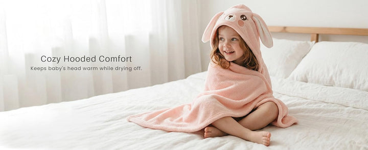Konssy 2-Pack Hooded Baby Towels, Plush Fleece Animal Bath Towel with Hood - product details 5