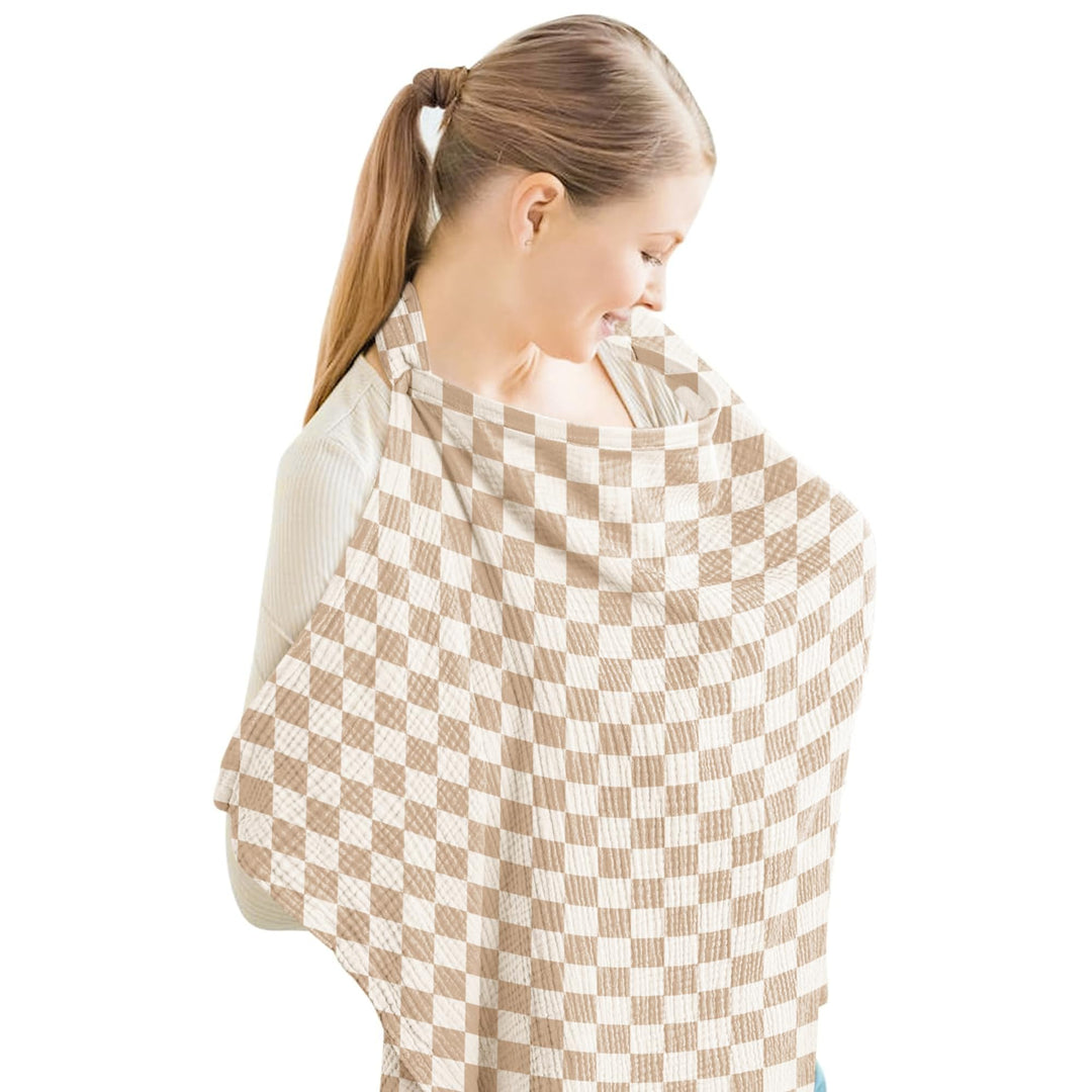 Konssy Muslin Nursing Cover Up for Breastfeeding with Rigid Hoop 100% Cotton Nursing Apron, Lightweight & Breathable, Carseat Canopy, Breast Feeding Covers for Women