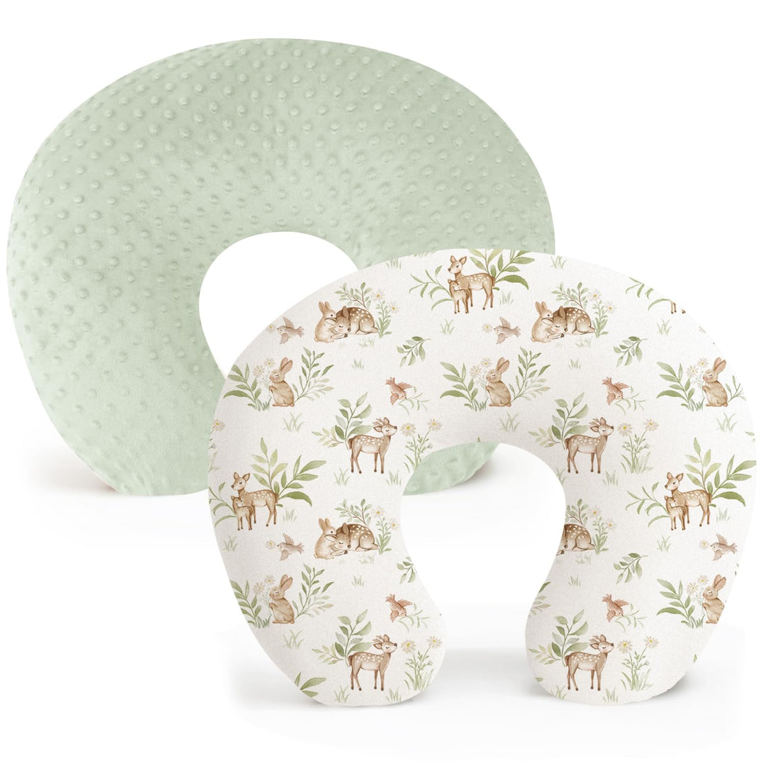 Konssy 2 Pack Nursing Pillow Covers, Soft Covers for Breastfeeding Pillows Covers Only, Cloud-Like Soft Plush Fabric, Cozy Comfort for Baby Boy Girl, Hidden Zipper, Machine Washable