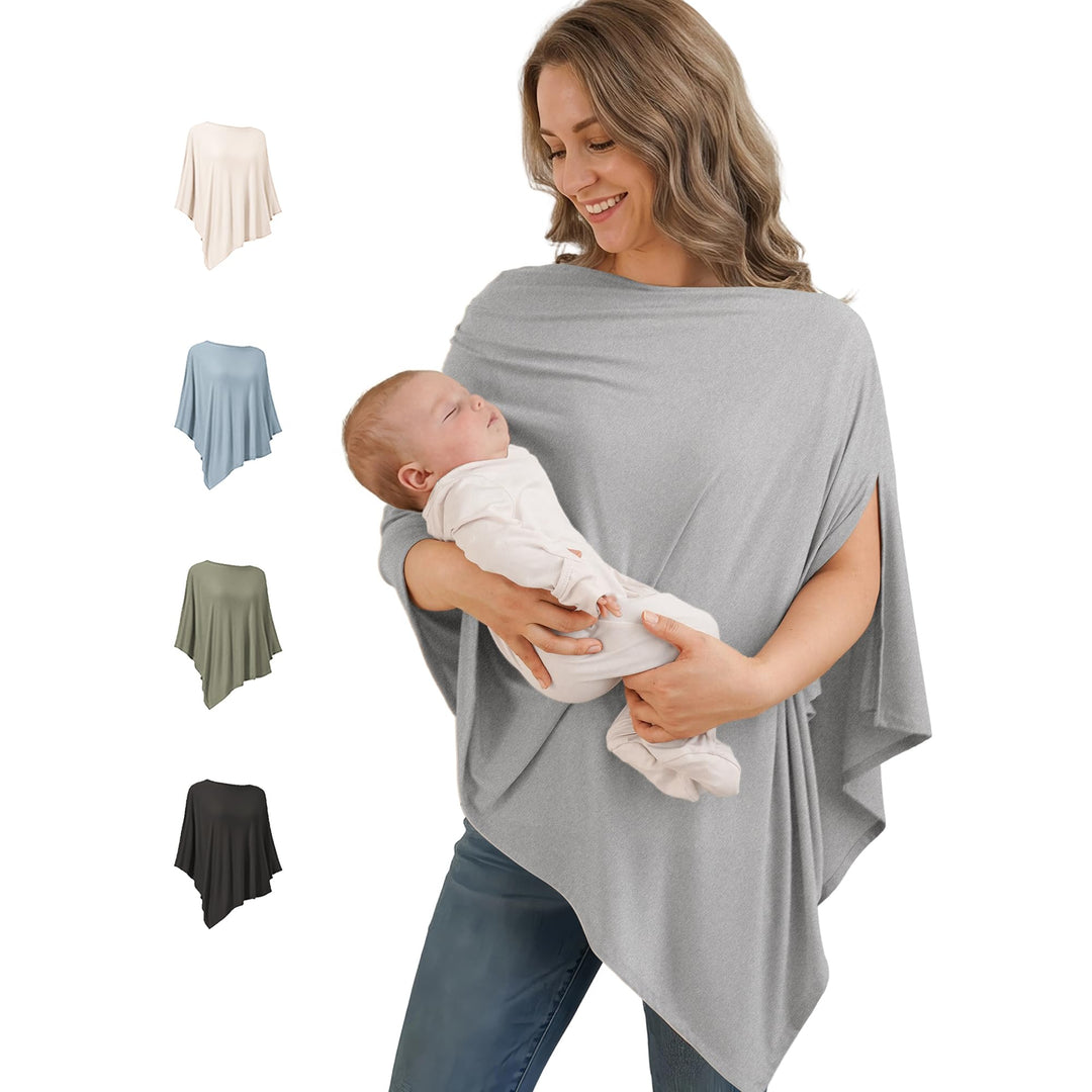 Konssy Rayon Made from Bamboo Nursing Cover for Breastfeeding Buttery Soft, Breathable & Stretchy, Wearable Nursing Poncho, Multi-Use Car Seat Canopy, 360° Full Privacy