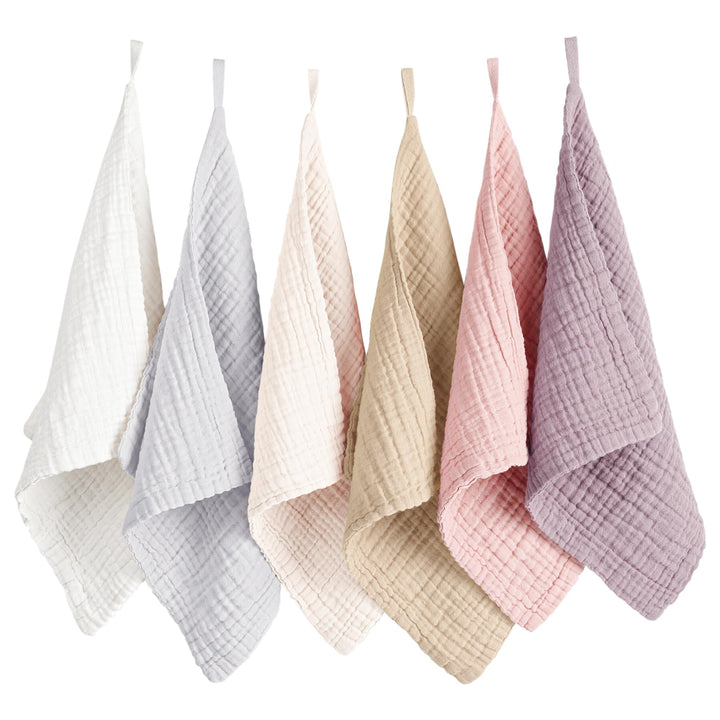 Konssy 6 Pack Face Cloths, 100% Muslin Cotton Wash Cloth for Washing Face 11" x 11" Facial Washcloths for Women, Soft & Reusable, for Sensitive Skin, Makeup Remover Cloths for Daily Cleansing