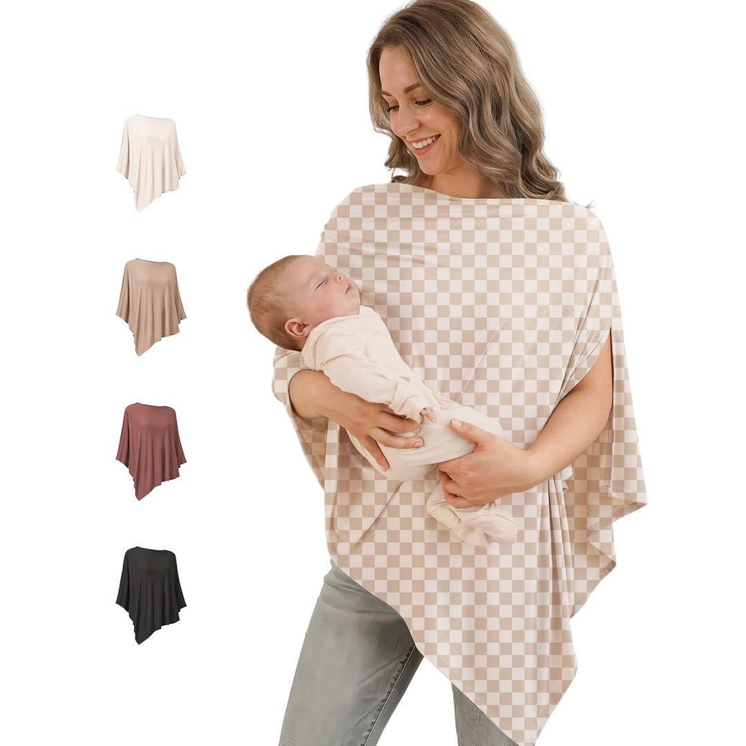 Konssy Rayon Made from Bamboo Nursing Cover for Breastfeeding Buttery Soft, Breathable & Stretchy, Wearable Nursing Poncho, Multi-Use Car Seat Canopy, 360° Full Privacy