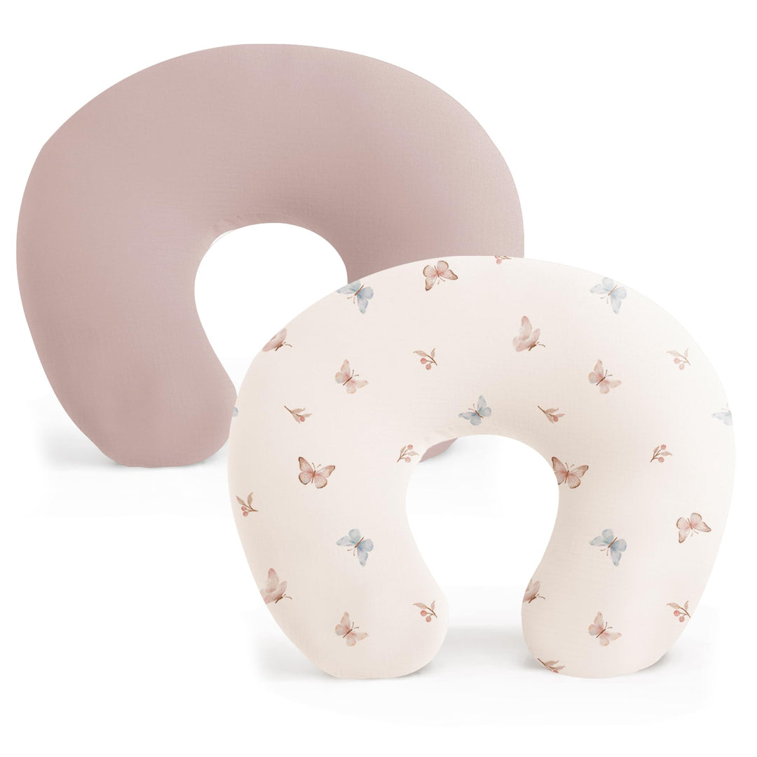 Konssy 2 Pack Nursing Pillow Covers, Soft Stretchy Cover for Breastfeeding Covers Only, Milk Silk Fabric, Breathable & Machine Washable, Slipcovers for Newborn Baby Boy Girl,