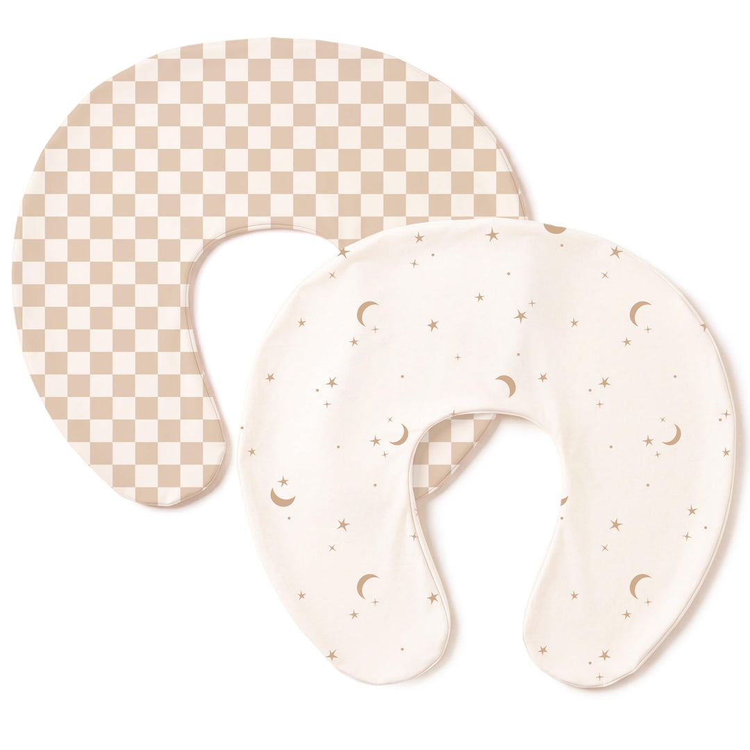 Konssy 2 Pack Nursing Pillow Covers, Soft Stretchy Cover for Breastfeeding Covers Only, Milk Silk Fabric, Breathable & Machine Washable, Slipcovers for Newborn Baby Boy Girl,