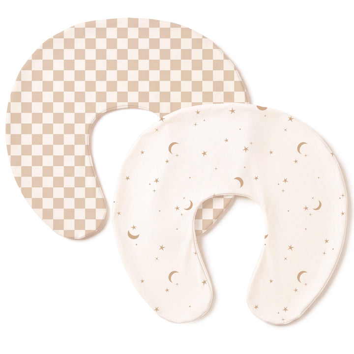 Konssy 2 Pack Nursing Pillow Covers, Soft Stretchy Cover for Breastfeeding Covers Only, Milk Silk Fabric, Breathable & Machine Washable, Slipcovers for Newborn Baby Boy Girl,